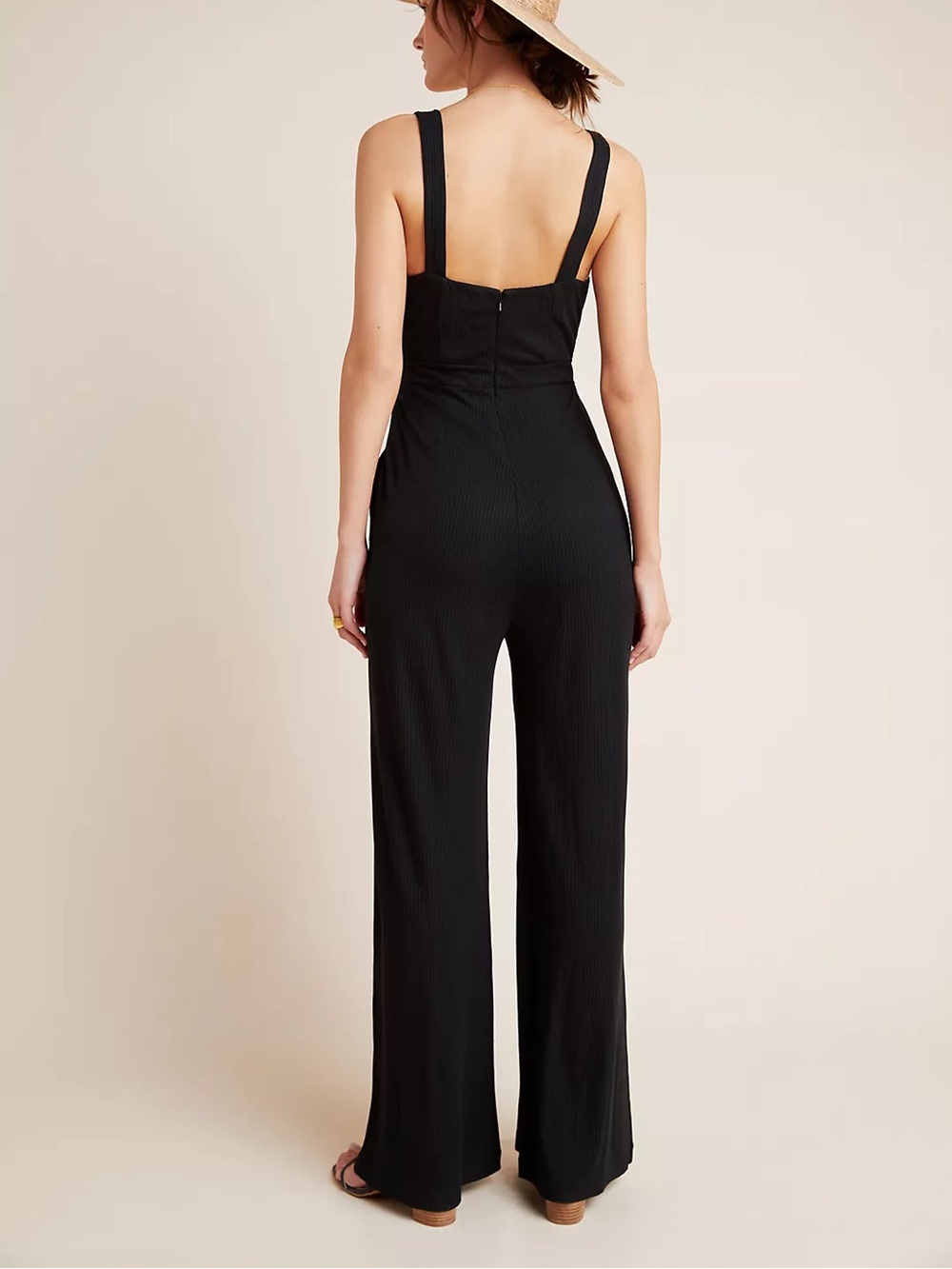 L*Space Selena Black Ribbed V Jumpsuit Size: Medium - Picture 4 of 4